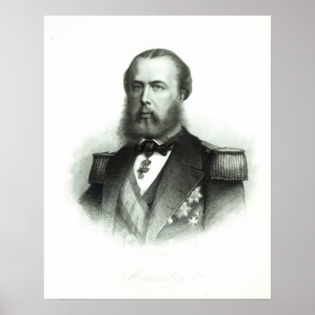 Mexikanska porträtt, Kejsare Maximilian, 1864 Poster (Framsidan)