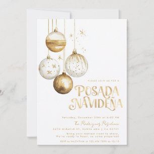 Mexikanska Posada Navideña Guld White Ornaments Inbjudningar