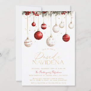 Mexikanska Posada Navideña Red White Ornaments Inbjudningar