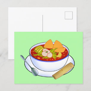 Mexikanska Pozole Rojo De Pollo Vykort