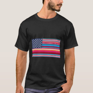 Mexikanska Pridet Serape USA flagga T Shirt