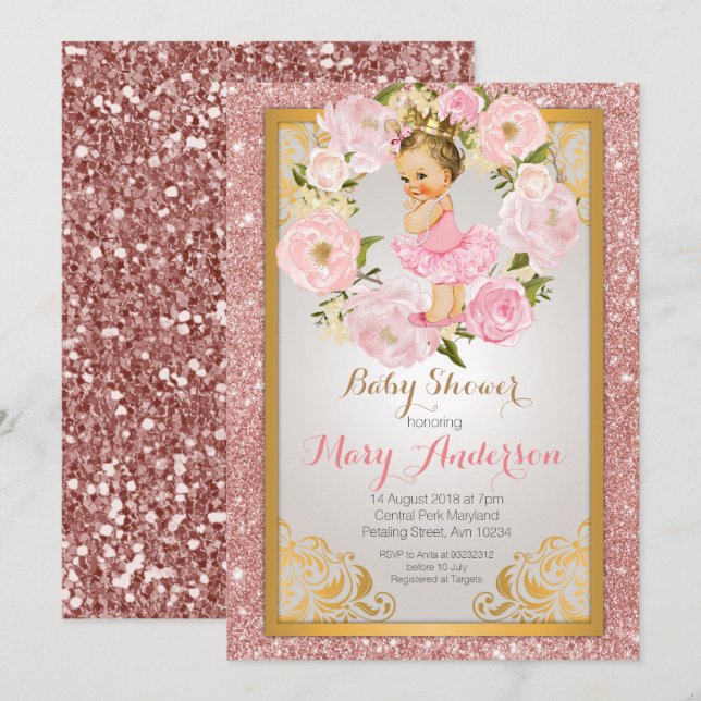 Mexikanska prinsessan Babyskor Inbjudan (Fram/baksida)