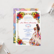 Mexikanska Quinceañera-inbjudningar Färgrika Blomm