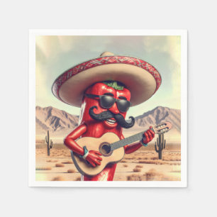 Mexikanska Red Chili Pepper Guitar Player Pappersservett