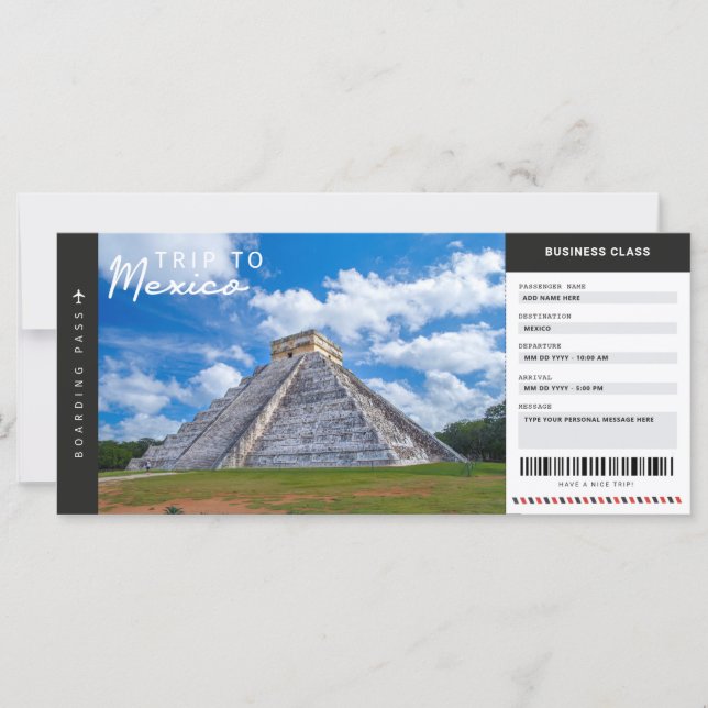 Mexikanska Resa-boardingpass Travel Vacacation Bil (Framsida)