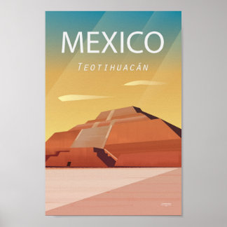 Mexikanska reseaffisch Teotihuacan Pyramid Poster