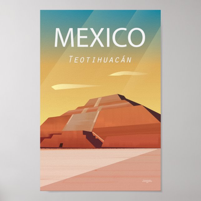 Mexikanska reseaffisch Teotihuacan Pyramid Poster (Framsidan)