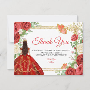 Mexikanska Röd ros Princess Quinceanera Butterfly Tack Kort