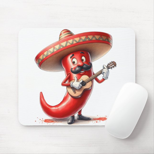 Mexikanska rödchili pepper med Guitar Musmatta (Med mus)