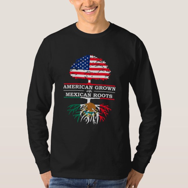 Mexikanska roots American Grown Flagga T Shirt (Framsida)