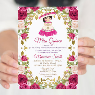 Mexikanska rosa rosor blommor Quinceanera Inbjudningar