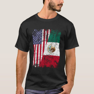 Mexikanska rötter, halva amerikanska Flagga Mexiko T Shirt