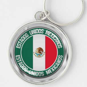 Mexikanska rundans emblem rund silverfärgad nyckelring
