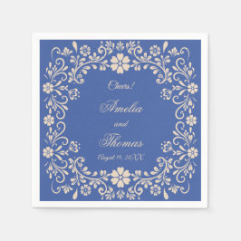 Mexikanska Rustic Blåa blommor Bröllop Pappersservett