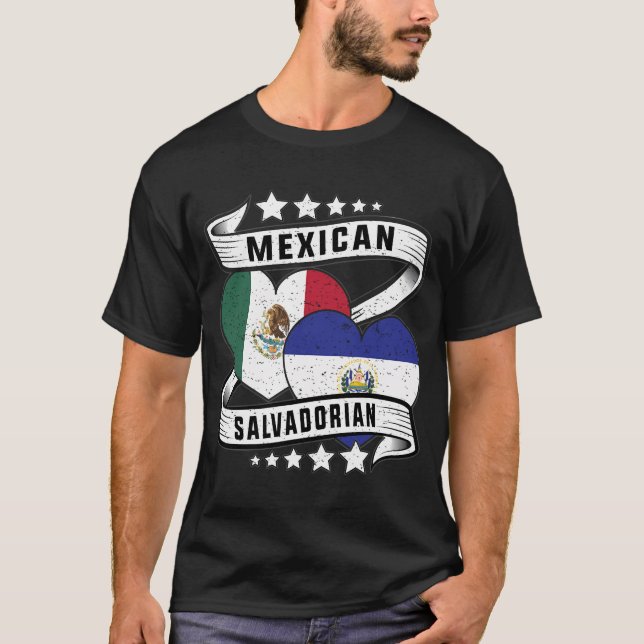 Mexikanska salvadoranska salvadoranska halva mexik t shirt (Framsida)