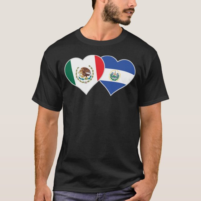 Mexikanska salvadorianska Flagga Heart Mexiko El S T Shirt (Framsida)