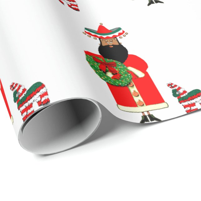 Mexikanska Santa Gift Wrapping Papper Presentpapper (Rullad Hörn)