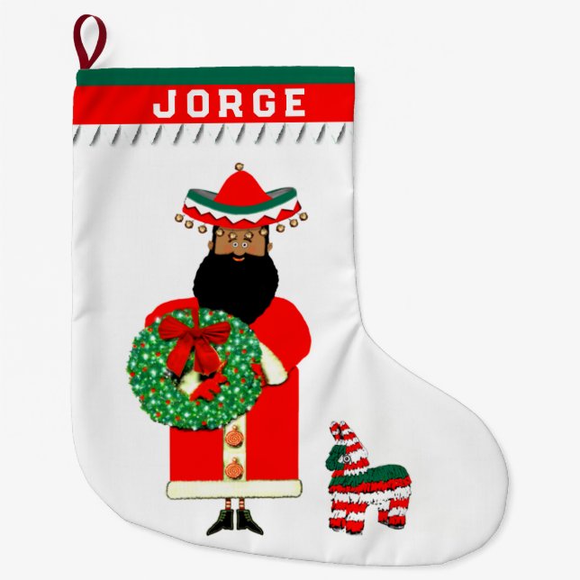 Mexikanska Santa Helgdag Gift Stor Julstrumpa (Framsidan)