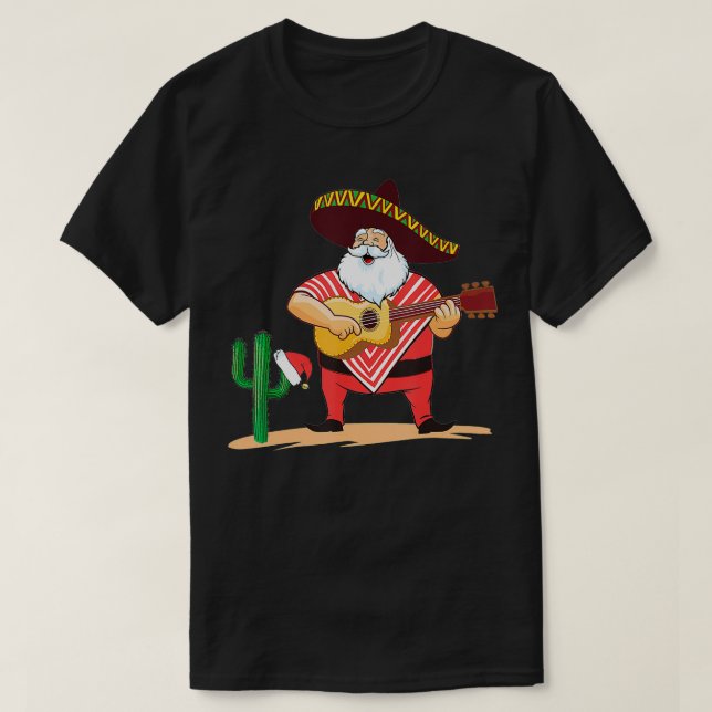 Mexikanska Santa Sombrero Mustache jul T Shirt (Design framsida)