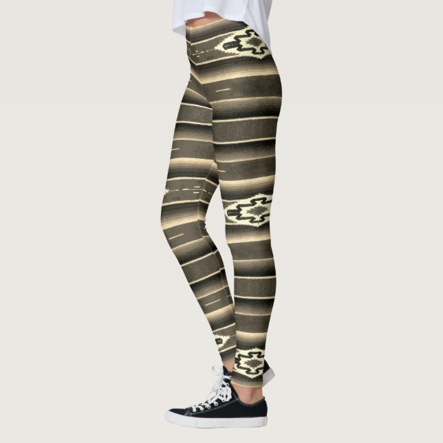 Mexikanska Sarape Mönster i Sepia Leggings (Vänster)