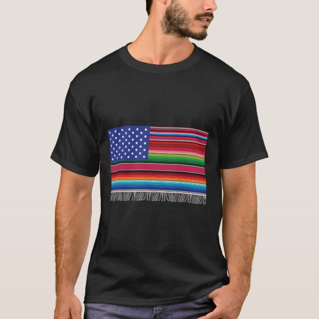 Mexikanska serberna USA flagga Cinco de Mayo för T Shirt (Framsida)