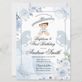 Mexikanska Silver-charro-baptism och födelsedagsti Inbjudningar