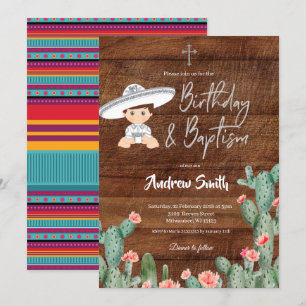 Mexikanska Silver Charro Birthday och Baptism Boy Inbjudningar