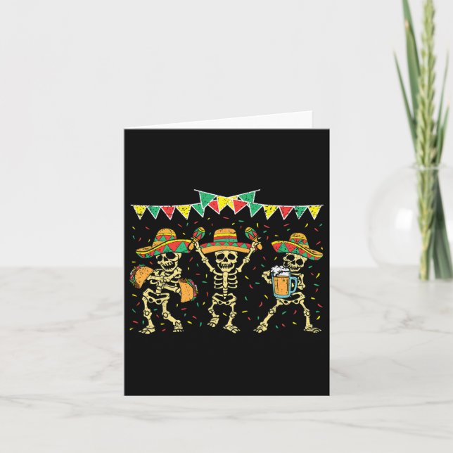 Mexikanska Skeleton Cinco De Mayo Funny Sombrero B Kort (Framsida)