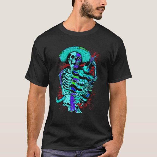 Mexikanska Skeleton Dead Pistolero Tequila Shirt H T Shirt (Framsida)