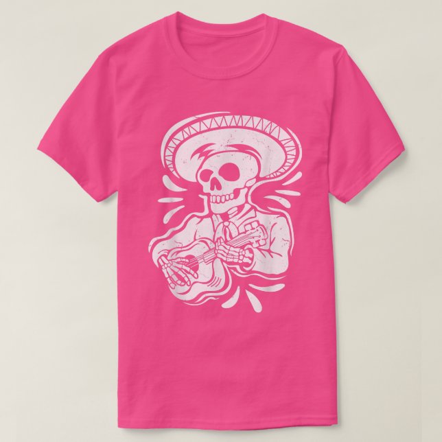 Mexikanska Skeleton Guitarist Tshirt T-Shirt (Design framsida)