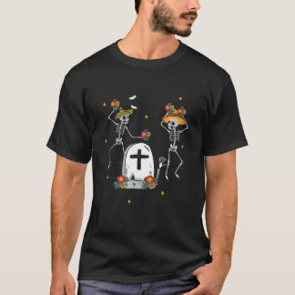 Mexikanska Skeletons Mariachi Sombrero Hat Dagen T Shirt