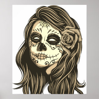 Mexikanska Skull Girl Poster
