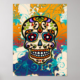 Mexikanska sockerskiktet Skull, Day of the dead Poster
