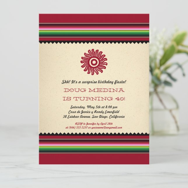 Mexikanska Sol-serape Party Inbjudningar (Stående Fram)