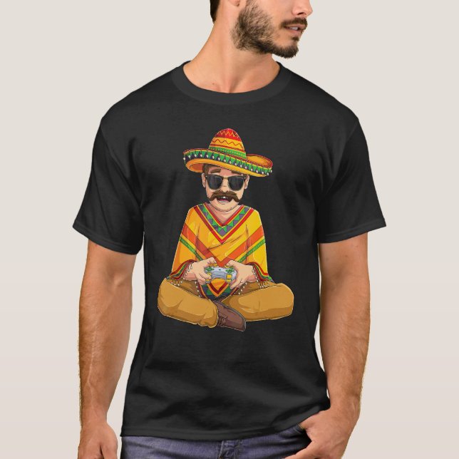 Mexikanska spelaren Cinco De Mayo Serape Poncho Vi T Shirt (Framsida)