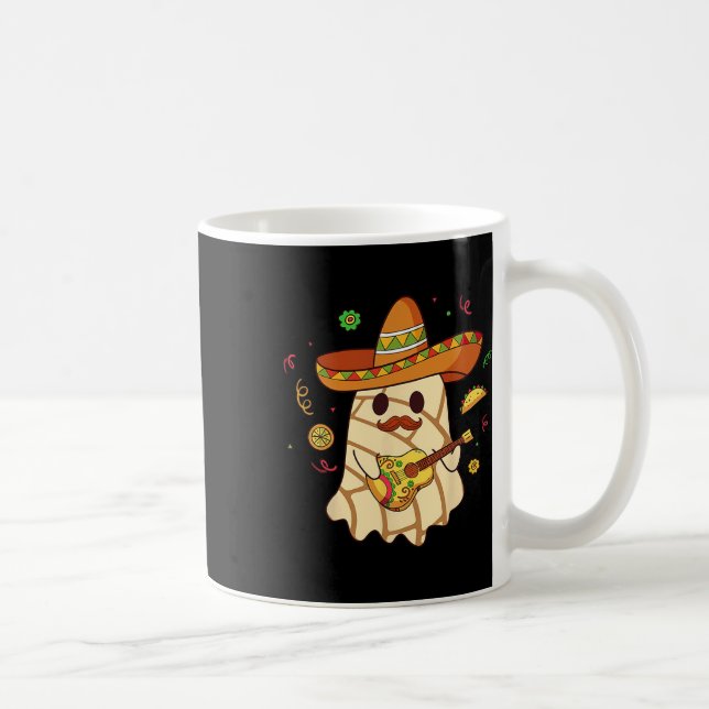 Mexikanska Spooky Ghost Play Guitar Conchas Pan Du Kaffemugg (Höger)