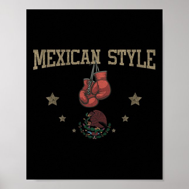 Mexikanska Stil Boxing Eagle Holding A Snake Symbo Poster (Framsidan)