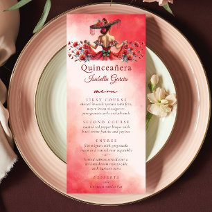 Mexikanska Stil Quinceañera Red Meny