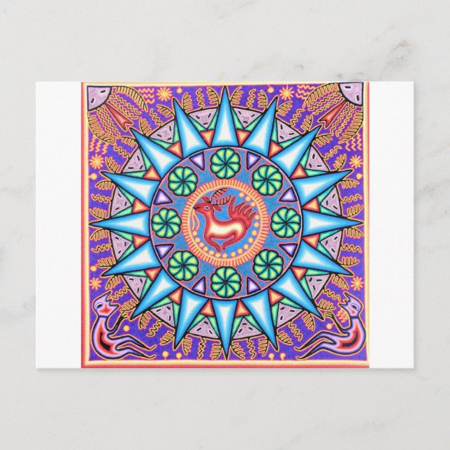 Mexikanska String Art Geometric Sol Vykort (Framsida)