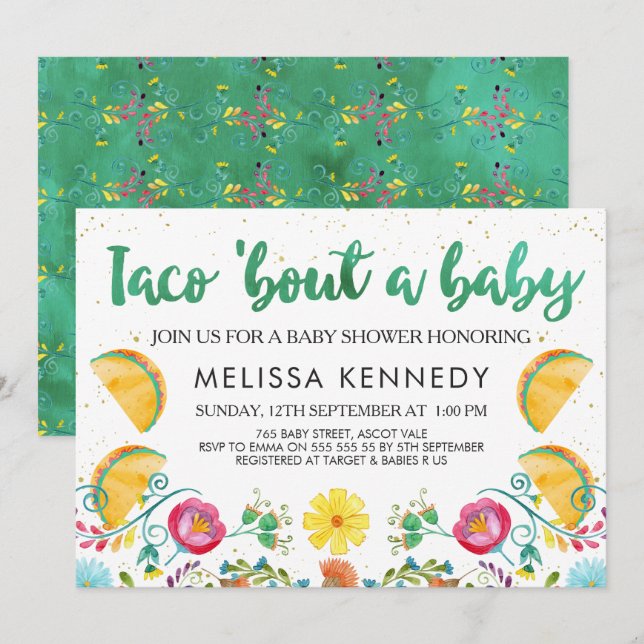 Mexikanska tako Bout A Baby Baby Shower-inbjudan Inbjudningar (Fram/baksida)