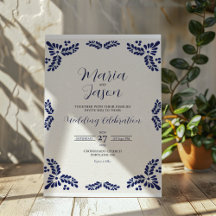 Mexikanska Talavera Blue Blommigt Minimalist Bröll
