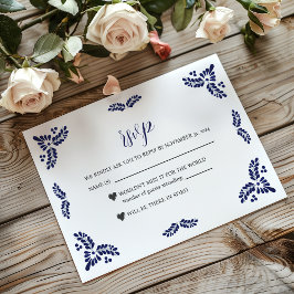 Mexikanska Talavera Blue Blommigt Minimalist Bröll OSA Kort