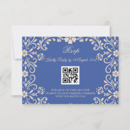Mexikanska Talavera Blue Bröllop QR OSA Kort