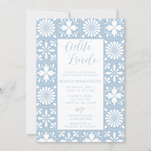 Mexikanska Talavera Blue Cielito Lindo Baby Shower Inbjudningar