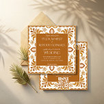Mexikanska Talavera bruna elegant bröllop med OSA Inbjudningar<br><div class="desc">Mexikanska Talavera terracotta-bruna inbjudningar till elegant bröllop med OSA,  bröllopsinbjudningskort,  allt i en bröllopsinbjudning,  nyanser till bruna talavera bröllopsinbjudningar,  QR OSA-inbjudningar</div>