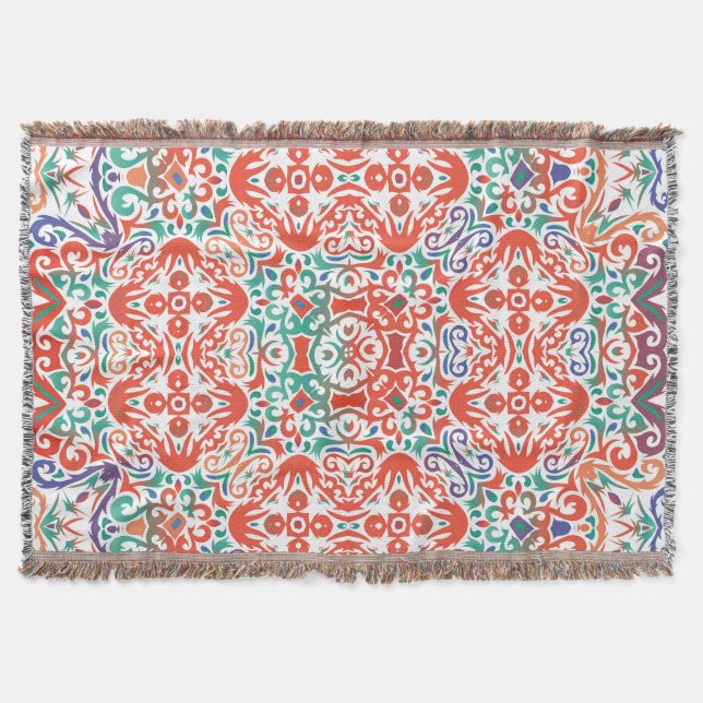 Mexikanska Talavera: Ethnic Tile Collage. Filt (Framsidan)