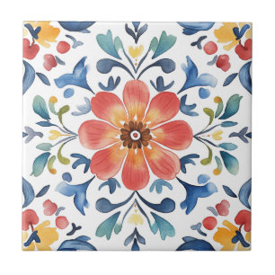 Mexikanska Talavera Hacienda Stil Blommigt Tile Kakelplatta