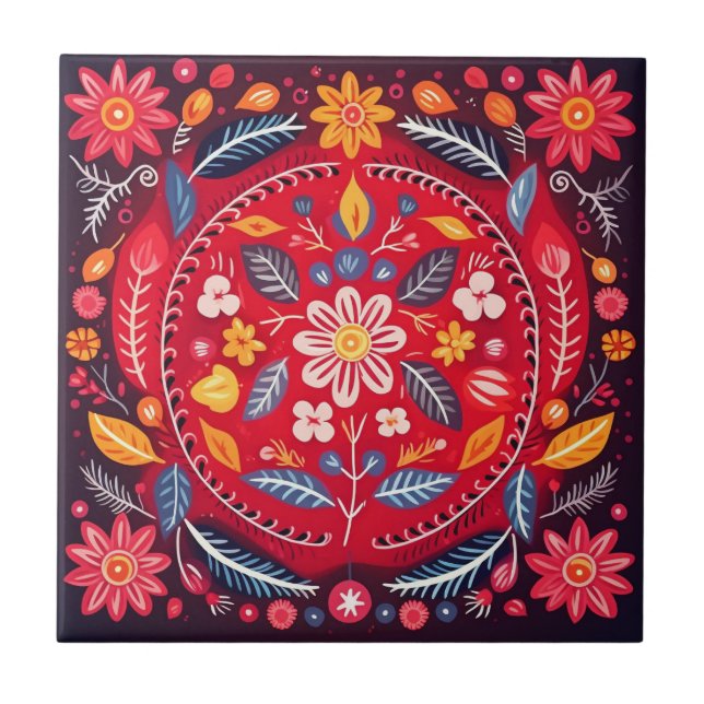 Mexikanska Talavera Hacienda Stil Tile Azulejo Kakelplatta (Framsidan)