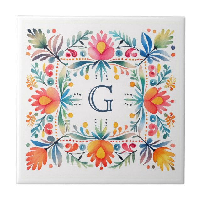 Mexikanska Talavera Inspired Hacienda Stil Tile Kakelplatta (Framsidan)