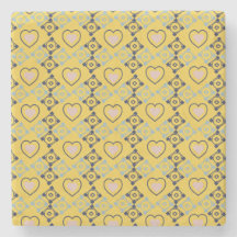 Mexikanska Talavera Rosa Hearts Blue Gult